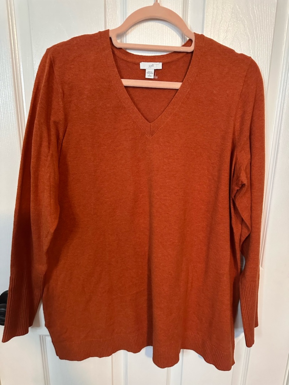 J. Jill Women’s V-Neck Orange Sweater - Picture 2 of 7